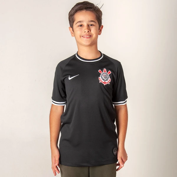 CAMISA NIKE CORINTHIANS OFICIAL 2 2019/20 SEM NÚMERO INFANTIL - Preto