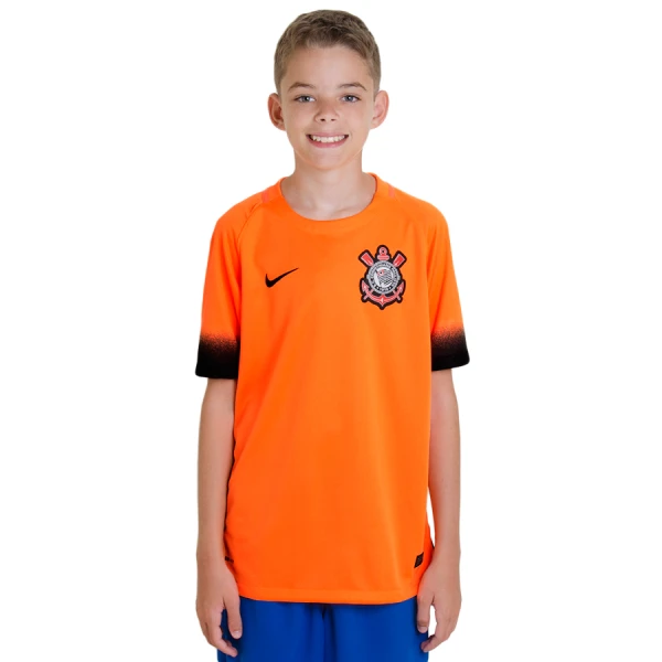 CAMISA NIKE CORINTHIANS OFICIAL 3 2015/16 SEM NÚMERO INFANTIL - Laranja/preto