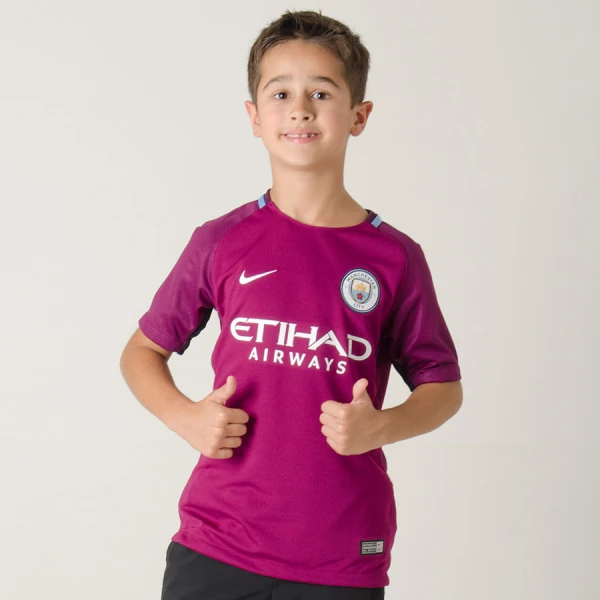 CAMISA NIKE MANCHESTER CITY OFICIAL 2 2017/18 SEM NÚMERO INFANTIL - Roxo