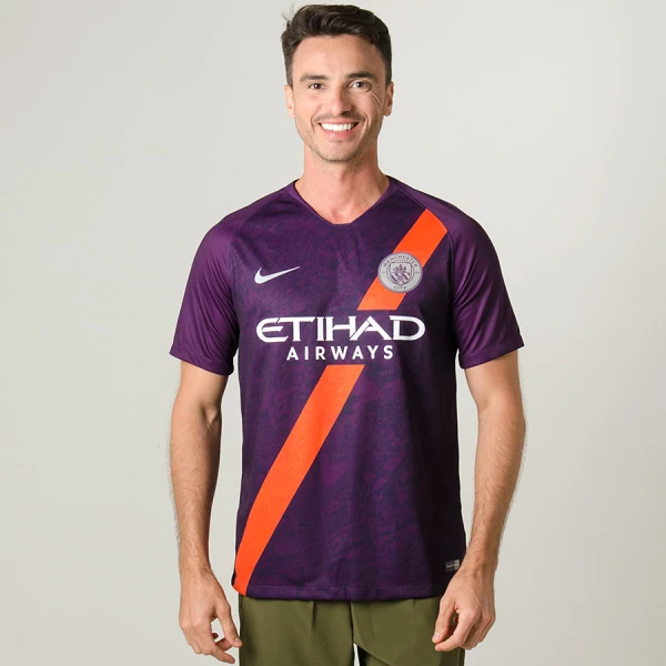 CAMISA NIKE MANCHESTER CITY OFICIAL 3 2018/19 SEM NÚMERO - Roxo/laranja