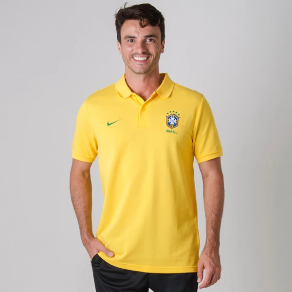 CAMISA NIKE POLO CBF BRASIL 2018 MASCULINA - Amarelo