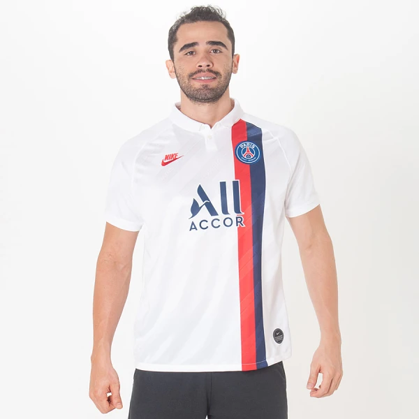 CAMISA NIKE PSG OFICIAL 3 2019/20 SEM NÚMERO - Branco/marinho