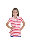 CAMISA NIKE RALLY STRIP POLO FEMININA INFANTIL - Branco/rosa CAMISA NIKE RALLY STRIP POLO FEMININA INFANTIL - Branco/rosa