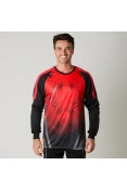 CAMISA POKER GOLEIRO SUBLIMAX BANK MANGA LONGA MASCULINA - Vermelho/preto CAMISA POKER GOLEIRO SUBLIMAX BANK MANGA LONGA MASCULINA - Vermelho/preto