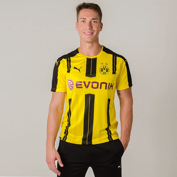 CAMISA PUMA BORUSSIA DORTMUND OFICIAL 1 2017 SEM NÚMERO - Amarelo/preto