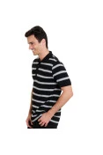 CAMISA PUMA POLO FUN STRIPE JERSEY MASCULINA - Preto/cinza CAMISA PUMA POLO FUN STRIPE JERSEY MASCULINA - Preto/cinza