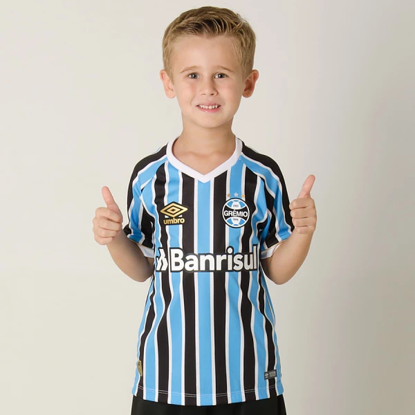 CAMISA UMBRO GRÊMIO OFICIAL 1 2018 SEM NÚMERO INFANTIL - Azul/preto
