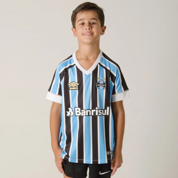 CAMISA UMBRO GRÊMIO OFICIAL 1 2018 SEM NÚMERO INFANTIL - Azul/preto