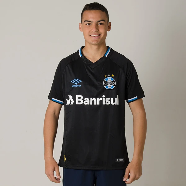 CAMISA UMBRO GRÊMIO OFICIAL 3 2018 SEM NÚMERO - Preto/branco