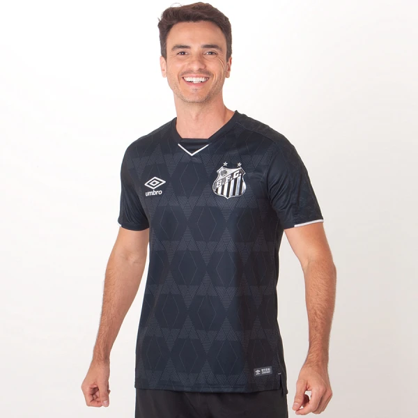 CAMISA UMBRO SANTOS OFICIAL 3 2019 SEM NÚMERO - Preto/prata