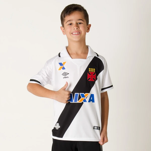 CAMISA UMBRO VASCO OFICIAL 1 2017 NÚMERO 10 INFANTIL - Branco/preto