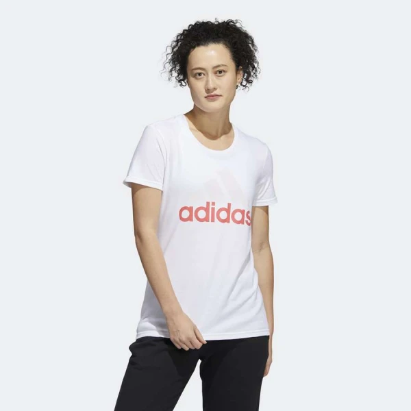 CAMISETA ADIDAS BASIC BADGE OF SPORT FEMININA - Branco/rosa
