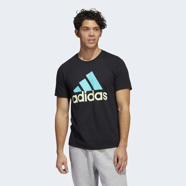 CAMISETA ADIDAS BASIC LOGO MASCULINA - Preto/verde