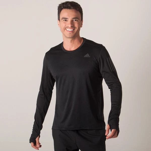 CAMISETA ADIDAS CORRIDA MANGA LONGA MASCULINA - Preto