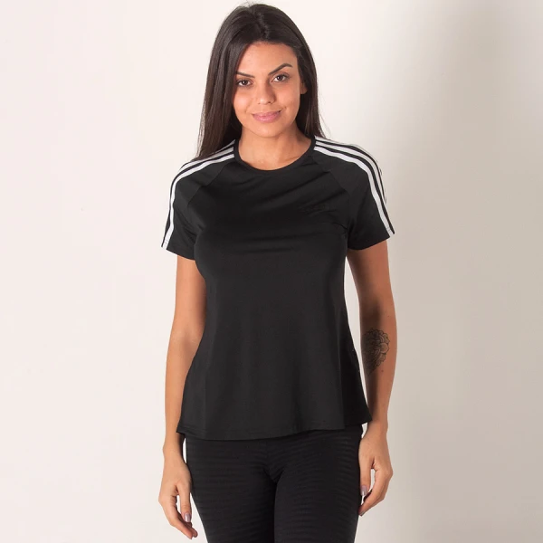CAMISETA ADIDAS D2M 3S FEMININA - Preto/branco