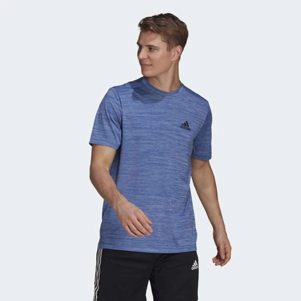 CAMISETA ADIDAS D2M HEATHER EL TEE MASCULINA - Azul