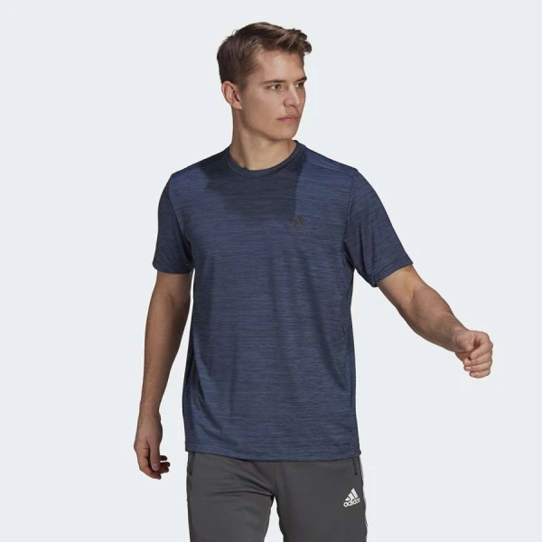 CAMISETA ADIDAS D2M HEATHER EL TEE MASCULINA - Marinho