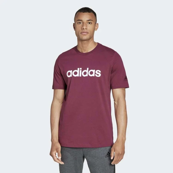 CAMISETA ADIDAS ESSENTIALS LOGO LINEAR BORDADO MASCULINA - Roxo