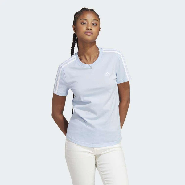 CAMISETA ADIDAS ESSENTIALS SLIM 3-STRIPES FEMININA - Azul celeste