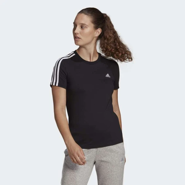 CAMISETA ADIDAS ESSENTIALS SLIM 3-STRIPES FEMININA - Preto