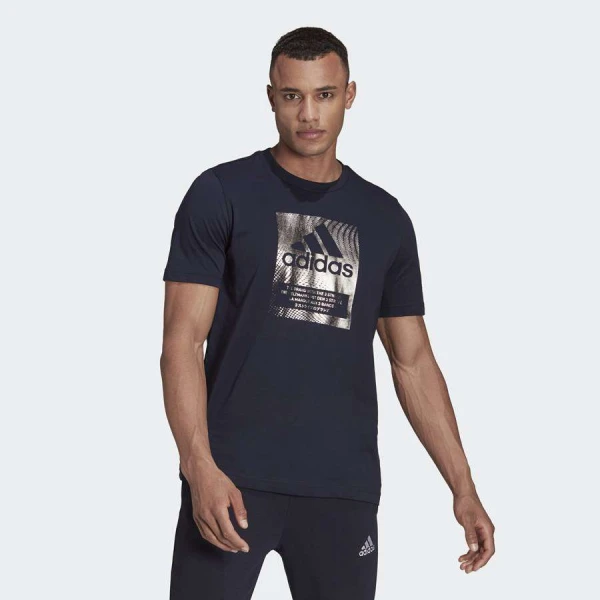 CAMISETA ADIDAS ESTAMPADA FOIL LOGO BOX MASCULINA - Marinho