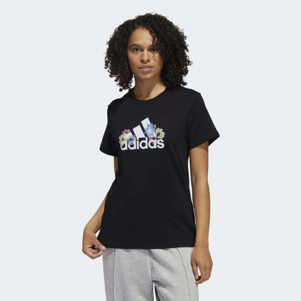 CAMISETA ADIDAS FLORAL FEMININA - Preto