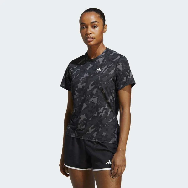 CAMISETA ADIDAS OWN THE RUN AOP FEMININA - Cinza/preto