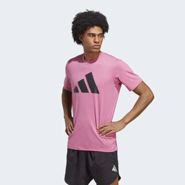 CAMISETA ADIDAS TRAIN ESSENTIALS 3 BAR MASCULINA - Rosa/preto