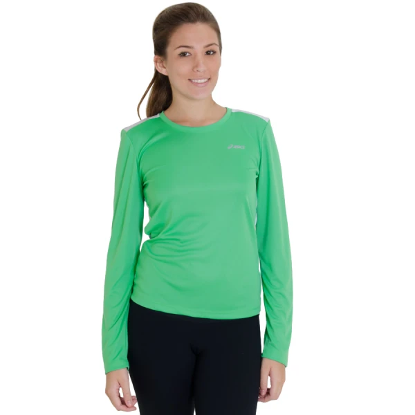 CAMISETA ASICS SPORTS MESH LS MANGA LONGA FEMININA - Verde/branco