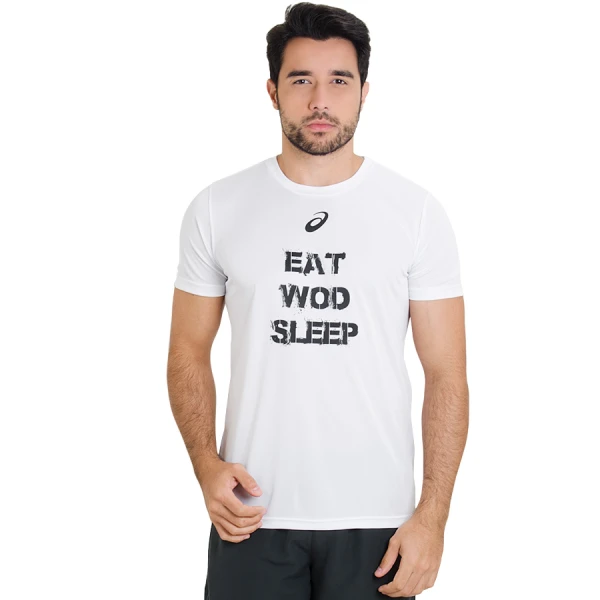 CAMISETA ASICS SS HWOD CROSSFIT MASCULINA - Branco/preto