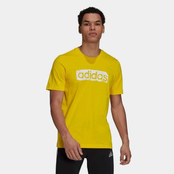CAMISETA BOX ESTAMPADA BRUSHSTROKE LOGO ADIDAS MASCULINA - Amarelo