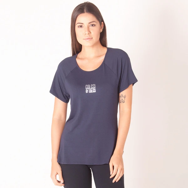 CAMISETA COLCCI ESTAMPADA GOLA REDONDA FEMININA - Marinho