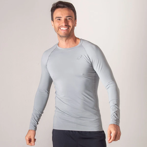 CAMISETA COMPRESSÃO ASICS BASELAYER LS TOP MANGA LONGA MASCULINA - Cinza