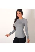 CAMISETA COMPRESSÃO ASICS BASELAYER TOP MANGA LONGA FEMININA - Cinza CAMISETA COMPRESSÃO ASICS BASELAYER TOP MANGA LONGA FEMININA - Cinza