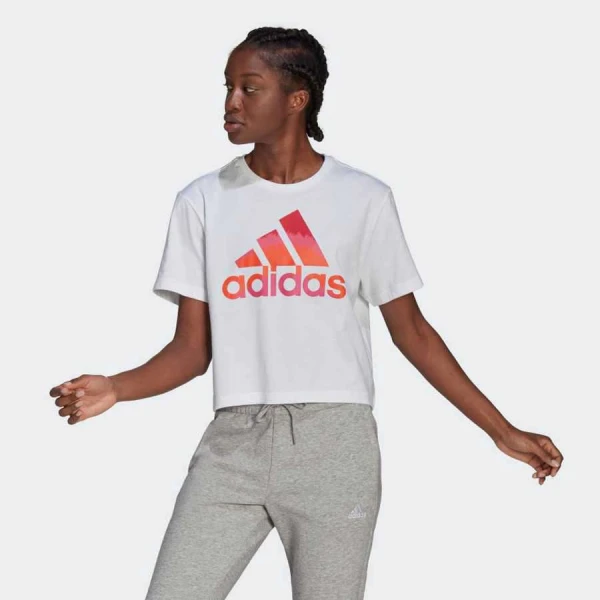 CAMISETA CROPPED ESTAMPA INSPIRAÇÂO TIE-DYE ADIDAS FEMININA - Branco