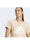 CAMISETA ESSENTIALS LOGO ADIDAS FEMININA - Bege/branco CAMISETA ESSENTIALS LOGO ADIDAS FEMININA - Bege/branco