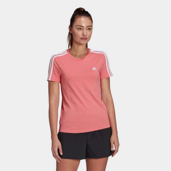 CAMISETA ESSENTIALS SLIM 3-STRIPES ADIDAS FEMININA - Rosa