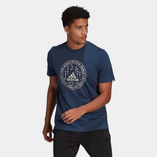 CAMISETA ESTAMPADA EXPLORE NATURE ADIDAS MASCULINA - Marinho