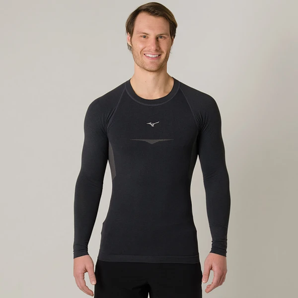 CAMISETA MIZUNO RUN STORM COMPRESSÃO MANGA LONGA MASCULINA - Chumbo