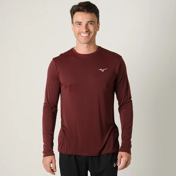 CAMISETA MIZUNO SOUL FIT MANGA LONGA MASCULINA - Bordo