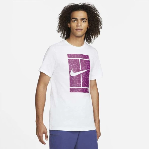 CAMISETA NIKE COURT MASCULINA - Branco/roxo