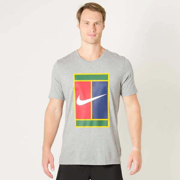 CAMISETA NIKE COURT TEE HERITAGE LOGO MASCULINA - Cinza