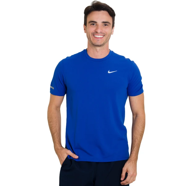 CAMISETA NIKE DRI FIT CONTOUR SS MASCULINA - Azul/prata