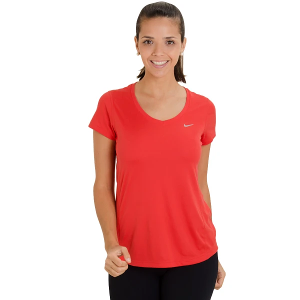 CAMISETA NIKE MILER V NECK FEMININA - Vermelho