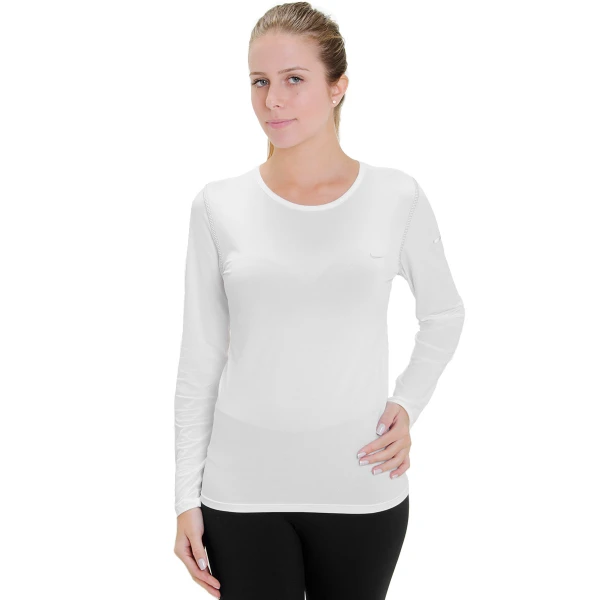 CAMISETA NIKE POLIAMIDA MANGA LONGA FEMININA - Branco