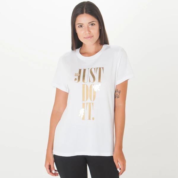 CAMISETA NIKE SPORTSWEAR SHINE FEMININA - Branco/dourado