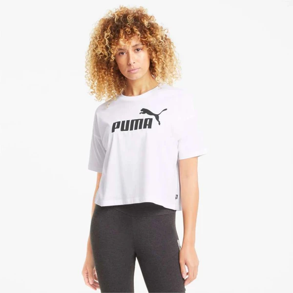 CAMISETA PUMA ESS CROPPED LOGO TEE FEMININA - Branco