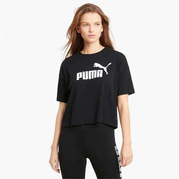 CAMISETA PUMA ESS CROPPED LOGO TEE FEMININA - Preto