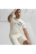 CAMISETA PUMA ESSENTIALS+ 2 COLOUR LOGO MASCULINA - Bege CAMISETA PUMA ESSENTIALS+ 2 COLOUR LOGO MASCULINA - Bege