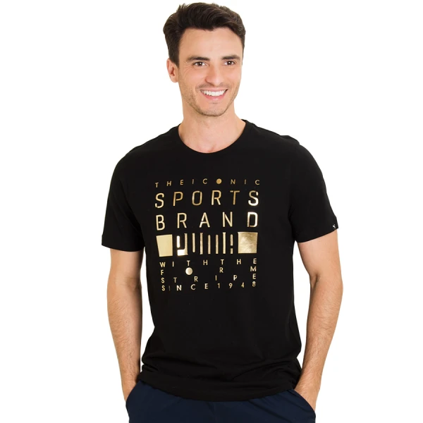 CAMISETA PUMA FOILL TEE MASCULINA - Preto/dourado